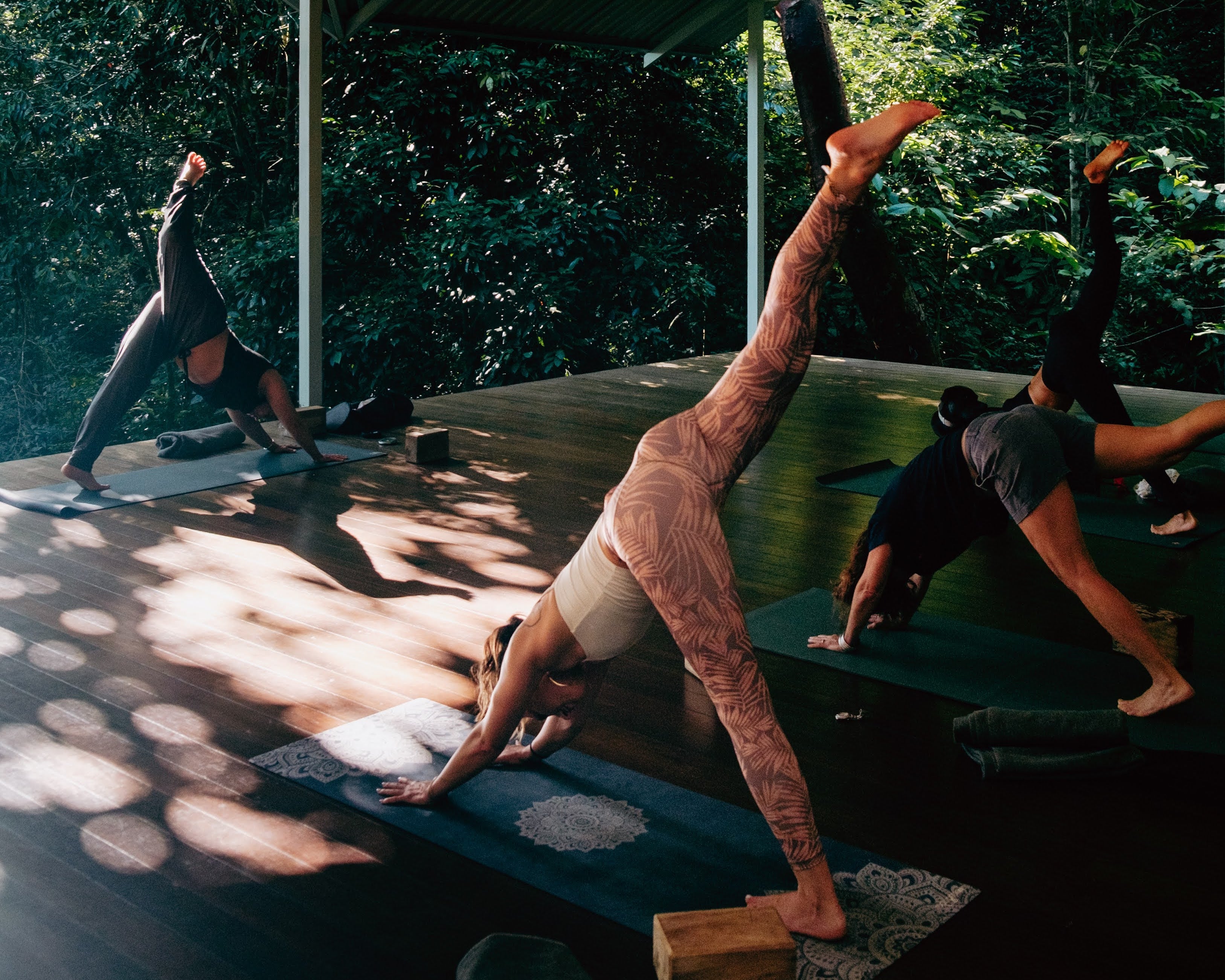 yoga in the shala at wild costa rica retreat in the southern jungle